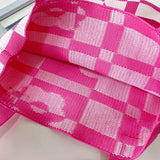 Plaid Flower Knitting Tote Bag for Women Girls