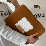Cute Bear Embroidered iPad Pouch 11 13 15 Inch
