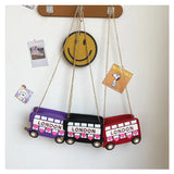 London Bus Girls Shoulder Bag Embroidered Cartoon Women Purses Red