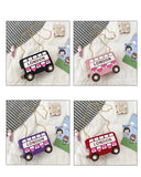London Bus Girls Shoulder Bag Embroidered Cartoon Women Purses Red