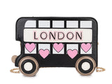 London Bus Girls Shoulder Bag Embroidered Cartoon Women Purses Red