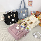 Large Capacity Canvas Shoulder Bag Harajuku Schoolbag Tote Bag