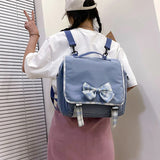 Japanese Student Backpack with Lattice Bowknot Design