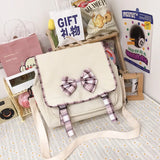 Japanese Student Backpack with Lattice Bowknot Design