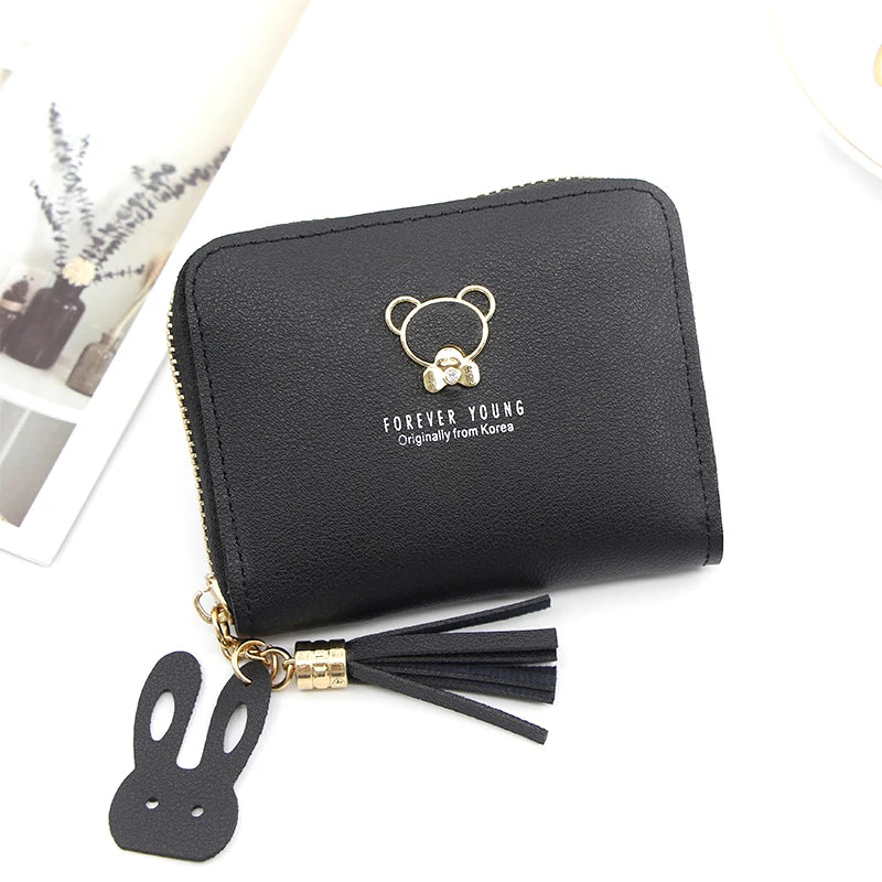 Leather Women Wallets Short Wallet Student Coin Purse Card Holder