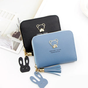 Leather Women Wallets Short Wallet Student Coin Purse Card Holder