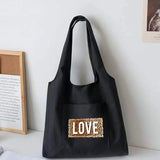 Leopard Print Vest Bag Women's Shoulder Canvas Tote Casual Shopper Shopping Bag