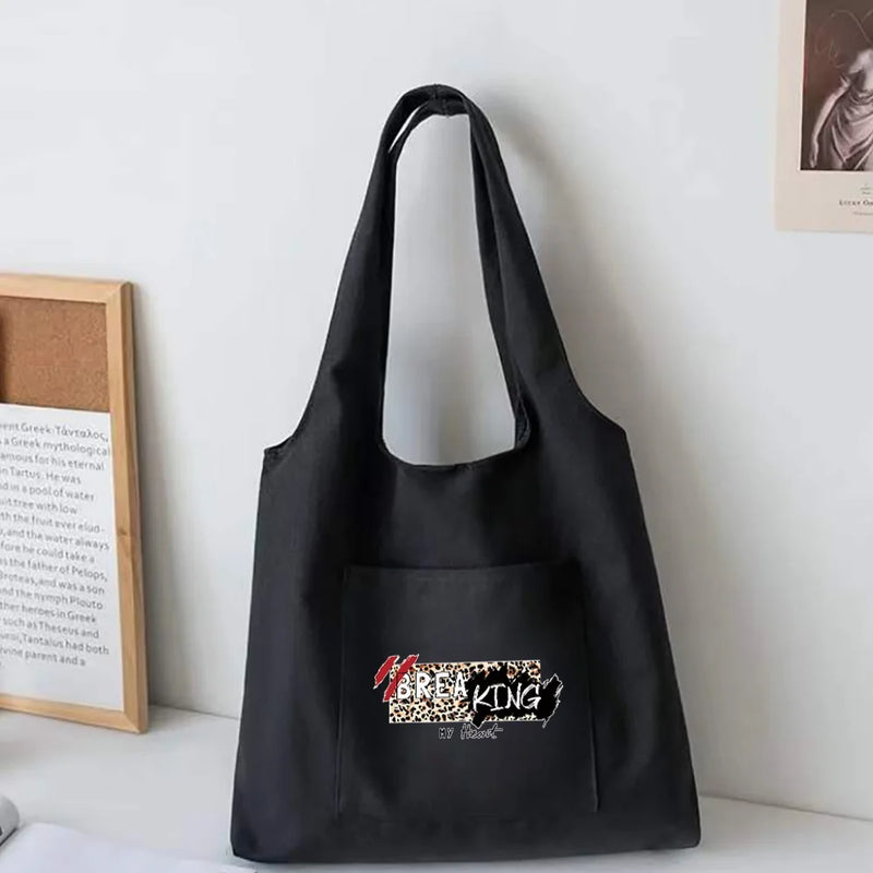 Leopard Print Vest Bag Women's Shoulder Canvas Tote Casual Shopper Shopping Bag
