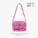 Leopard Print Furry Shoulder Crossbody Bag