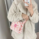 Leopard Print Furry Shoulder Crossbody Bag