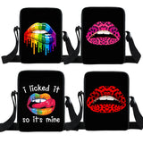 Leopard Rainbow Lips Shoulder Bag Women Handbag Canvas Messenger Bag