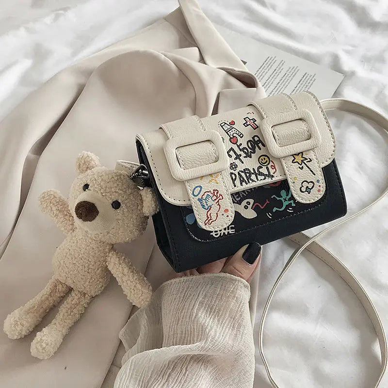 Cartoon Printed Small Square Cross-body Bag for Women