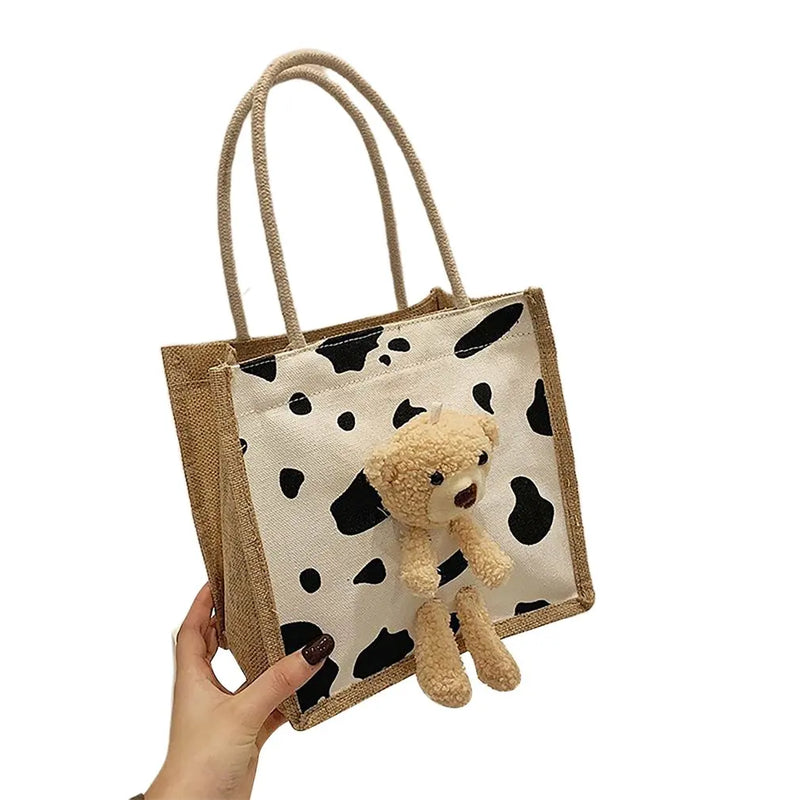 Little Bear Female Canvas Bag Versatile And Fashionable Canvas Bag For Women