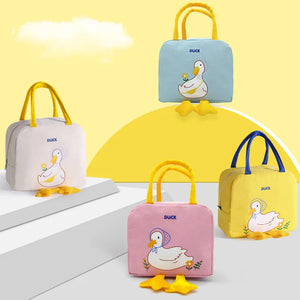 Yellow Duck Insulated Lunch Bag Portable Canvas Thermal Picnic Cooler Women