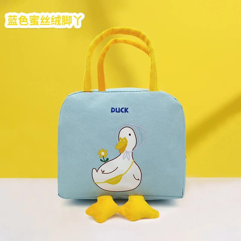Yellow Duck Insulated Lunch Bag Portable Canvas Thermal Picnic Cooler Women