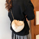 Love Crossbody Bag Heart Shape Shoulder Bag Lover Chain Female Bag