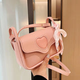 Love Heart Small Square Shoulder Bag Women's Messenger Bag with Scarf