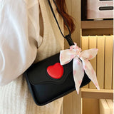 Love Heart Small Square Shoulder Bag Women's Messenger Bag with Scarf