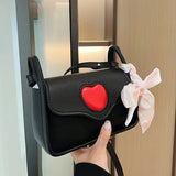 Love Heart Small Square Shoulder Bag Women's Messenger Bag with Scarf