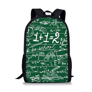 Math 3D Print Backpack Kids Boys Girls School Bags For Teenager Students