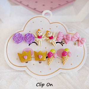Mermaid Flamingo Resin Earrings Ear Clips for Girls Kids