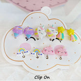 Mermaid Flamingo Resin Earrings Ear Clips for Girls Kids