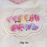 Mermaid Flamingo Resin Earrings Ear Clips for Girls Kids