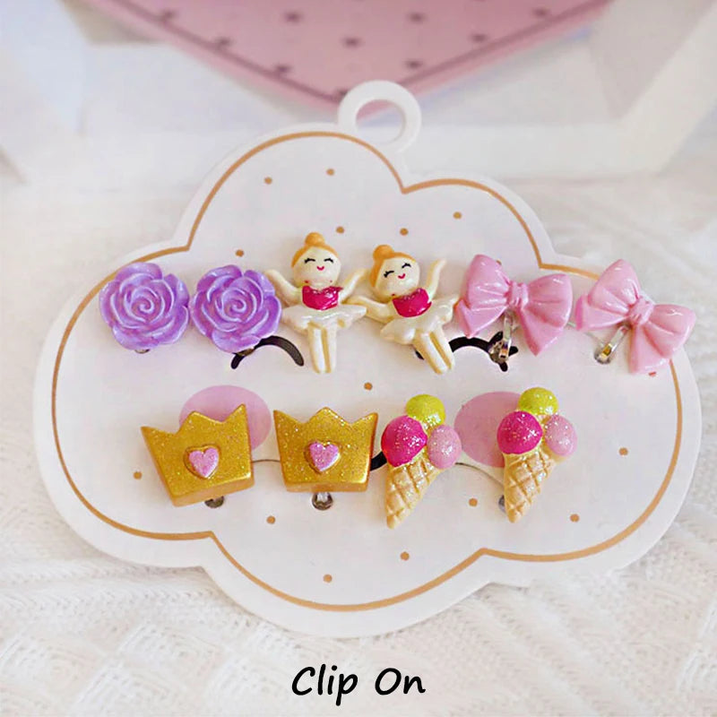 Mermaid Flamingo Resin Earrings Ear Clips for Girls Kids
