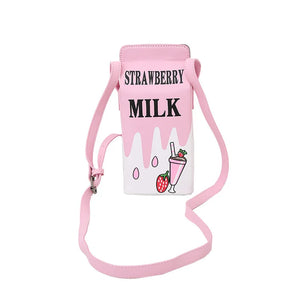 Harajuku Strawberry Drink Shoulder Bag - Funny Lemon Print
