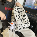 Milk Cow Print Women's Backpack Canvas Travel School Bag