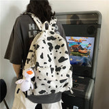 Milk Cow Print Women's Backpack Canvas Travel School Bag