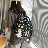 Milk Cow Print Women's Backpack Canvas Travel School Bag