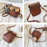 Owl Cartoon PU Leather Handbag School Purse Shoulder Bag