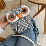 Owl Cartoon PU Leather Handbag Casual Satchel School Purse Shoulder Bag