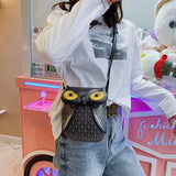 Owl Cartoon PU Leather Handbag School Purse Shoulder Bag