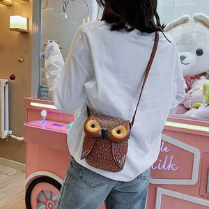 Owl Cartoon Leather Handbag Satchel School Purse Shoulder Bag