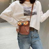 Owl Cartoon PU Leather Handbag School Purse Shoulder Bag