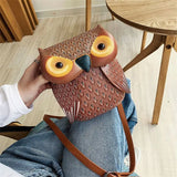 Owl Cartoon PU Leather Handbag Casual Satchel School Purse