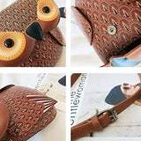 Owl Cartoon PU Leather Handbag Casual Satchel School Purse