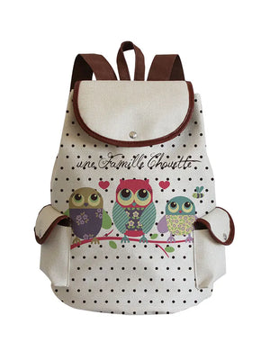 Owl Drawstring Backpack Girls Teens Unisex Bookbag