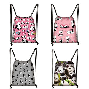 Panda Drawstring Bag for Girls Travel Storage Package Cartoon School Backpacks