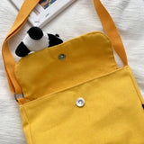 Panda Pendant Messenger Bag Solid Casual Shoulder Bag