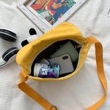 Panda Pendant Messenger Bag Solid Casual Shoulder Bag