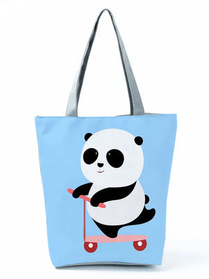 Panda Print Handbags Women Shopping Bag Eco Reusable Casual Shoulder Bag