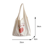 Peach Print Canvas Shoulder Bags For Women Ladies Large Capacity Tote