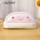 Large Capacity Pencil Case Organizer PU Zipper Student Cartoon