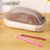 Large Capacity Pencil Case Organizer PU Zipper Student Cartoon