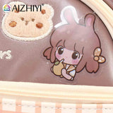 Large Capacity Pencil Case Organizer PU Zipper Student Cartoon