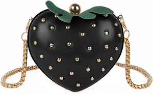 Girls Mini Strawberry Shaped Crossbody Handbag Love Rivet Shoulder Bag Clutch