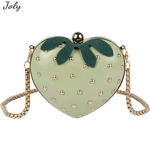 Girls Mini Strawberry Shaped Crossbody Handbag Love Rivet Shoulder Bag Clutch
